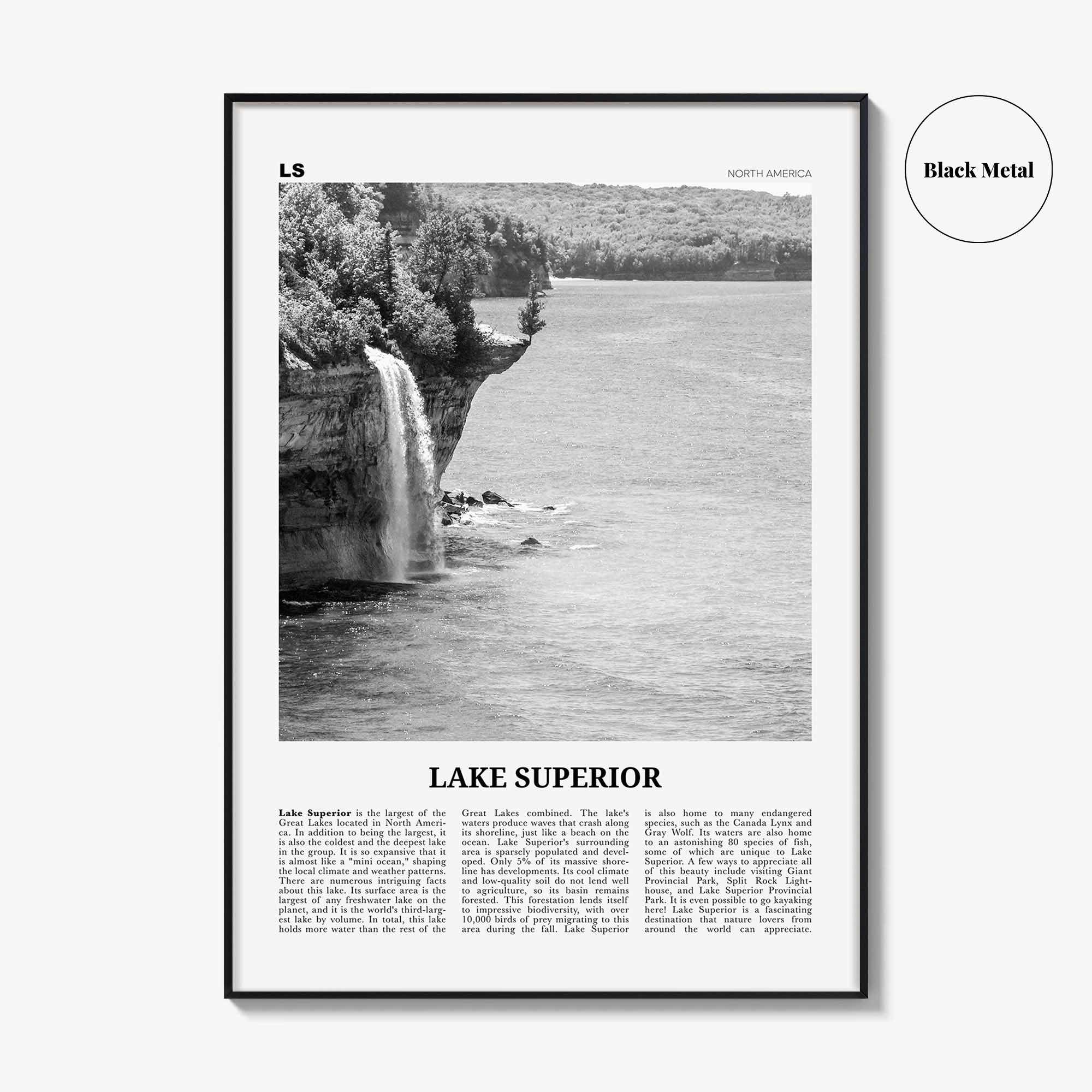 Lake Superior Print Black and White, Lake Superior Wall Art, Lake Superior Poster, Lake Superior Photo, USA, United States, Canada