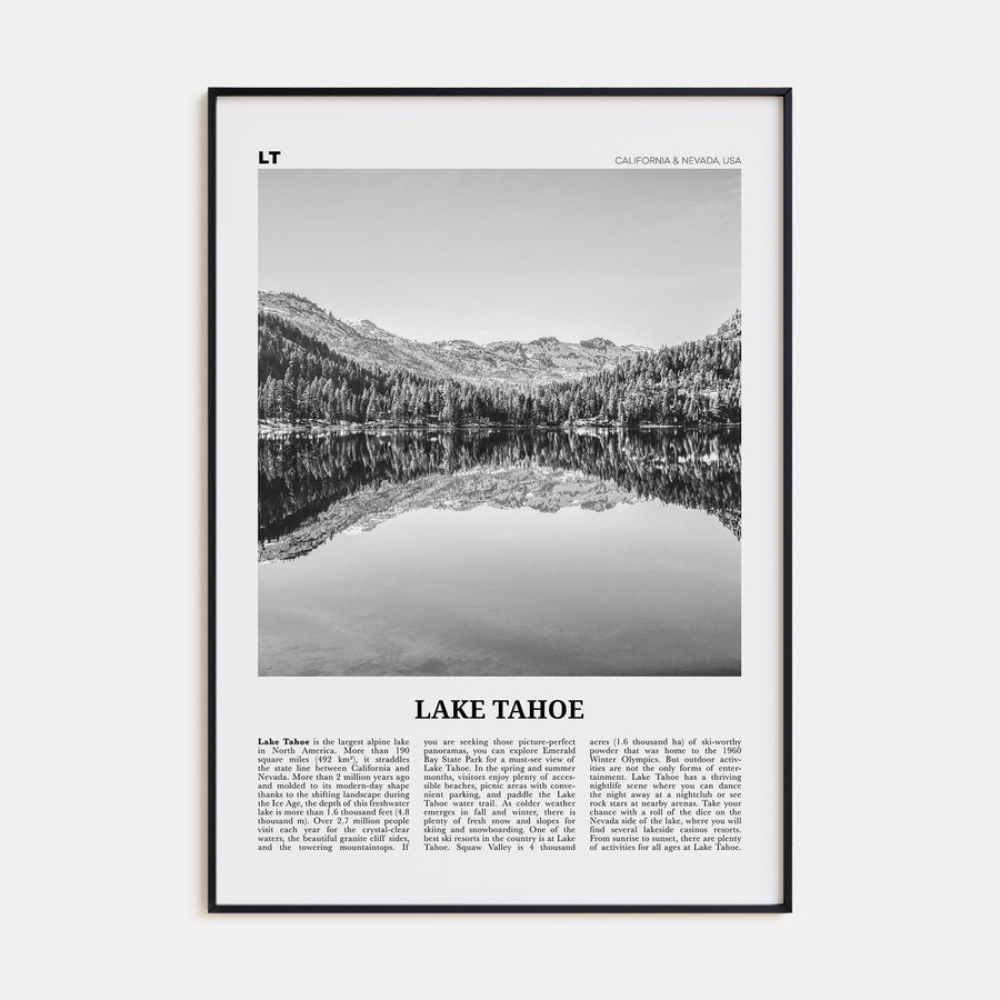 Lake Tahoe Travel B&W No 1 Poster