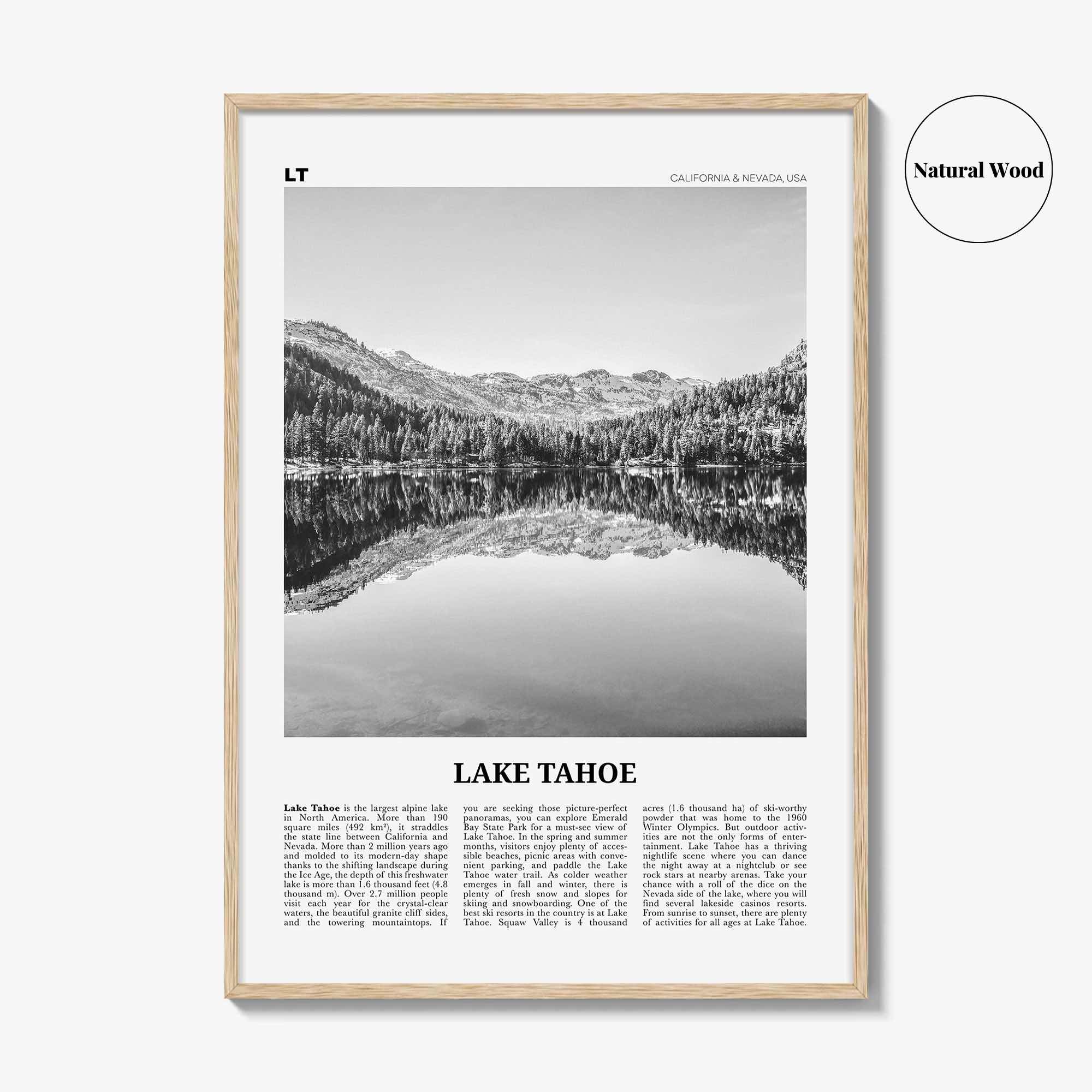 Lake Tahoe Print Black and White No 1, Lake Tahoe Wall Art, Lake Tahoe Poster, Lake Tahoe Photo, California, USA, United States, America
