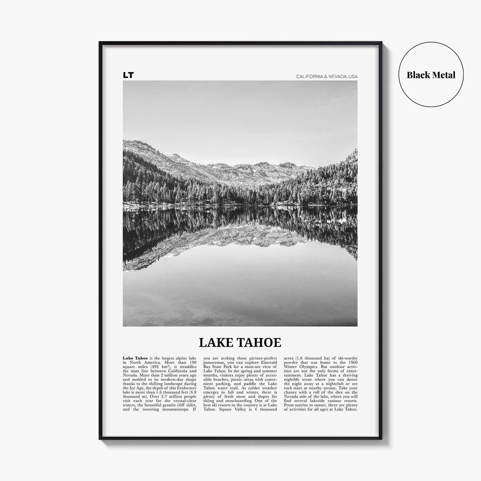 Lake Tahoe Print Black and White No 1, Lake Tahoe Wall Art, Lake Tahoe Poster, Lake Tahoe Photo, California, USA, United States, America