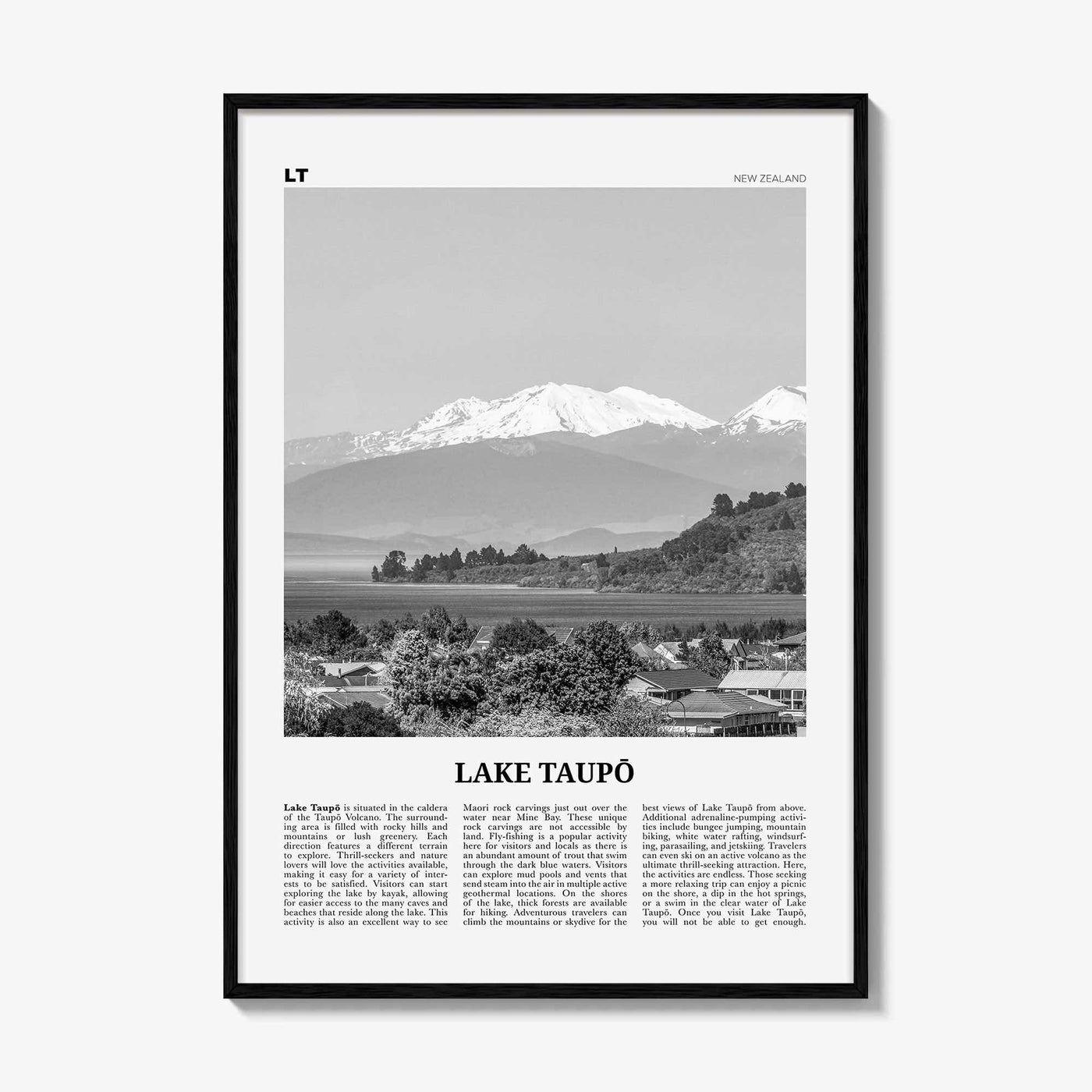 Lake Taupo Print Black and White, Lake Taupō Wall Art, Lake Taupō Poster, Lake Taupō Photo, Lake Taupō Wall Décor, New Zealand