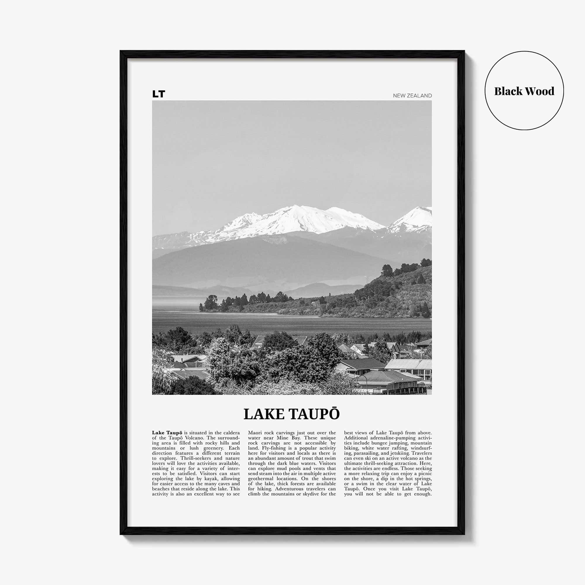 Lake Taupo Print Black and White, Lake Taupō Wall Art, Lake Taupō Poster, Lake Taupō Photo, Lake Taupō Wall Décor, New Zealand