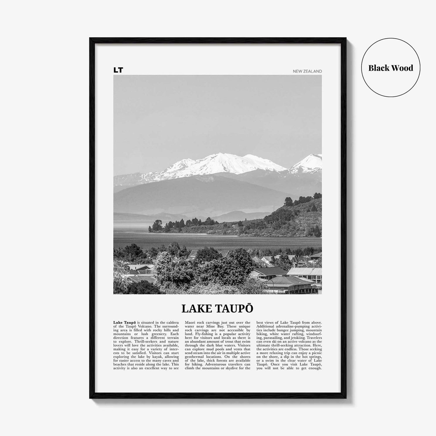 Lake Taupo Print Black and White, Lake Taupō Wall Art, Lake Taupō Poster, Lake Taupō Photo, Lake Taupō Wall Décor, New Zealand