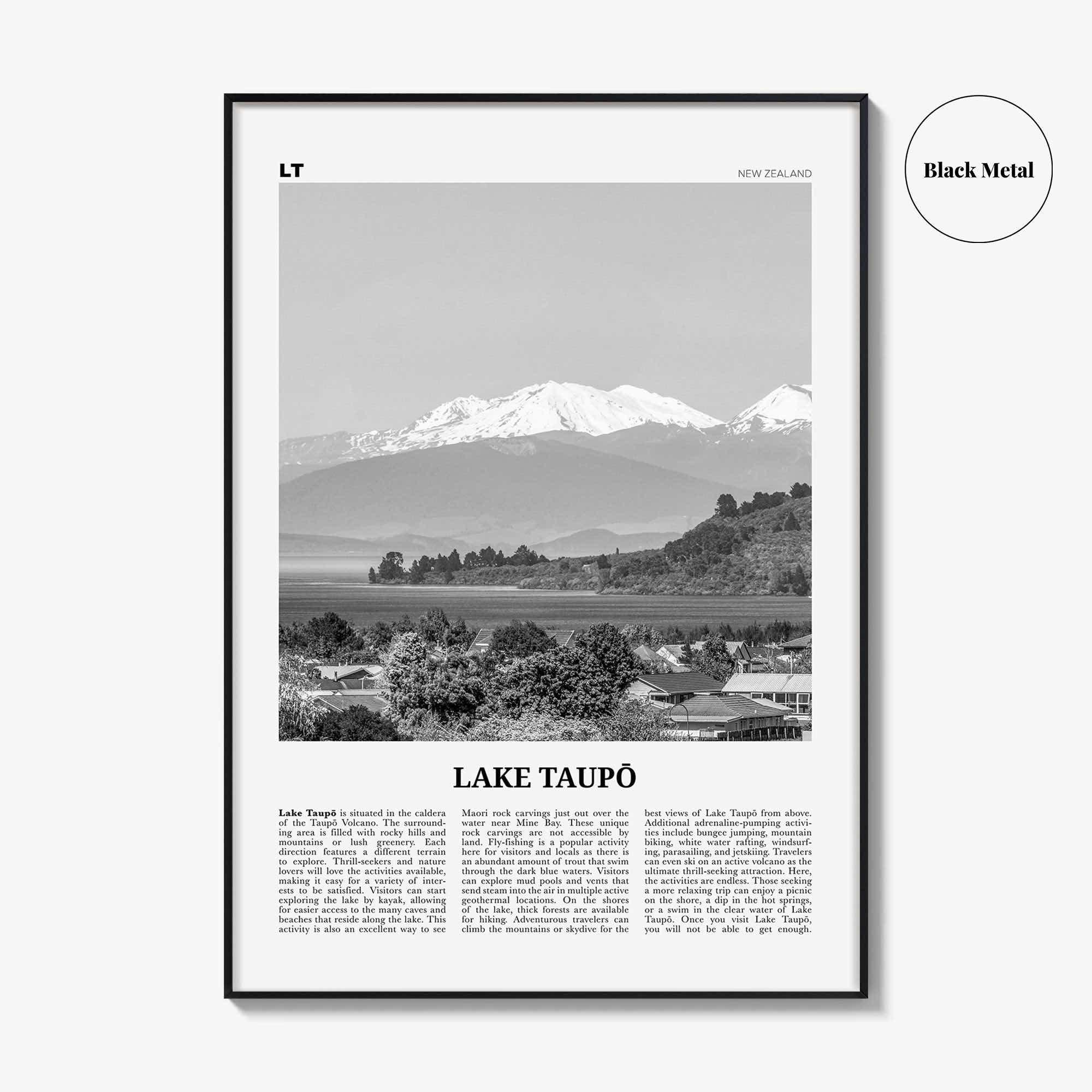 Lake Taupo Print Black and White, Lake Taupō Wall Art, Lake Taupō Poster, Lake Taupō Photo, Lake Taupō Wall Décor, New Zealand