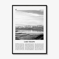 Lake Tekapo Print Black and White, Lake Tekapo Wall Art, Lake Tekapo Poster, Lake Tekapo Photo, New Zealand