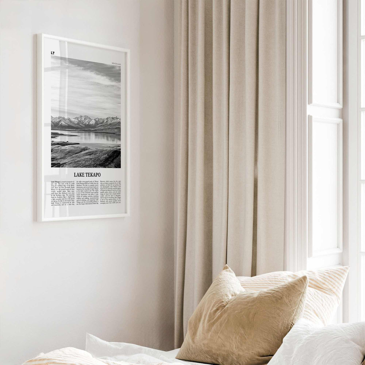 Lake Tekapo Print Black and White, Lake Tekapo Wall Art, Lake Tekapo Poster, Lake Tekapo Photo, New Zealand