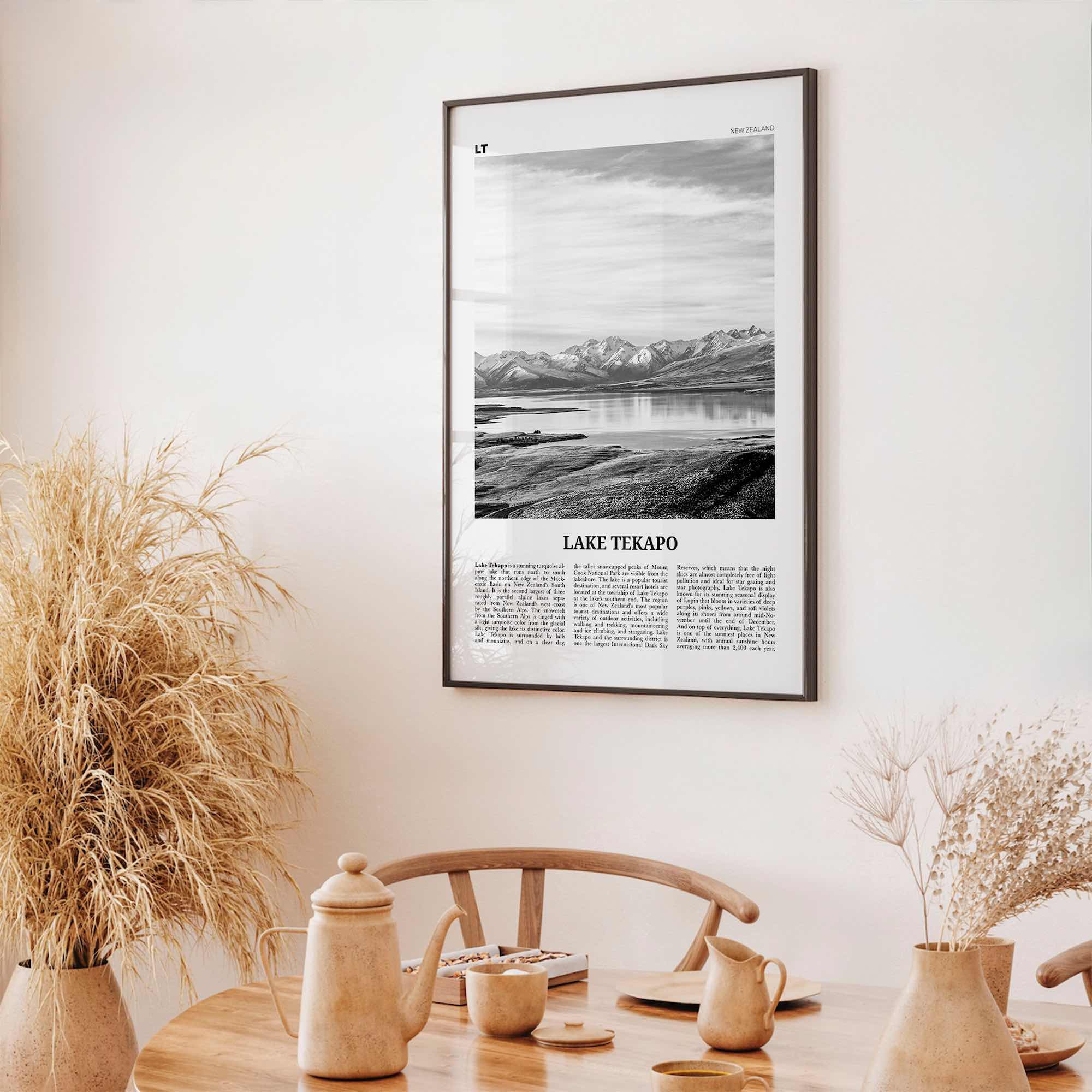 Lake Tekapo Print Black and White, Lake Tekapo Wall Art, Lake Tekapo Poster, Lake Tekapo Photo, New Zealand