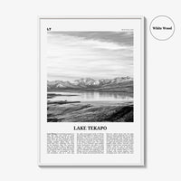 Lake Tekapo Print Black and White, Lake Tekapo Wall Art, Lake Tekapo Poster, Lake Tekapo Photo, New Zealand