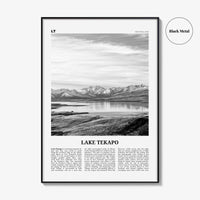 Lake Tekapo Print Black and White, Lake Tekapo Wall Art, Lake Tekapo Poster, Lake Tekapo Photo, New Zealand