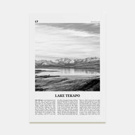 Lake Tekapo Travel B&W Poster