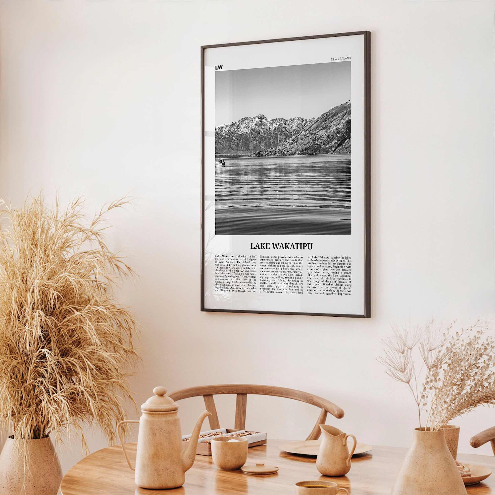 Lake Wakatipu Print Black and White, Lake Wakatipu Wall Art, Lake Wakatipu Poster, Lake Wakatipu Photo, Lake Wakatipu Décor, New Zealand