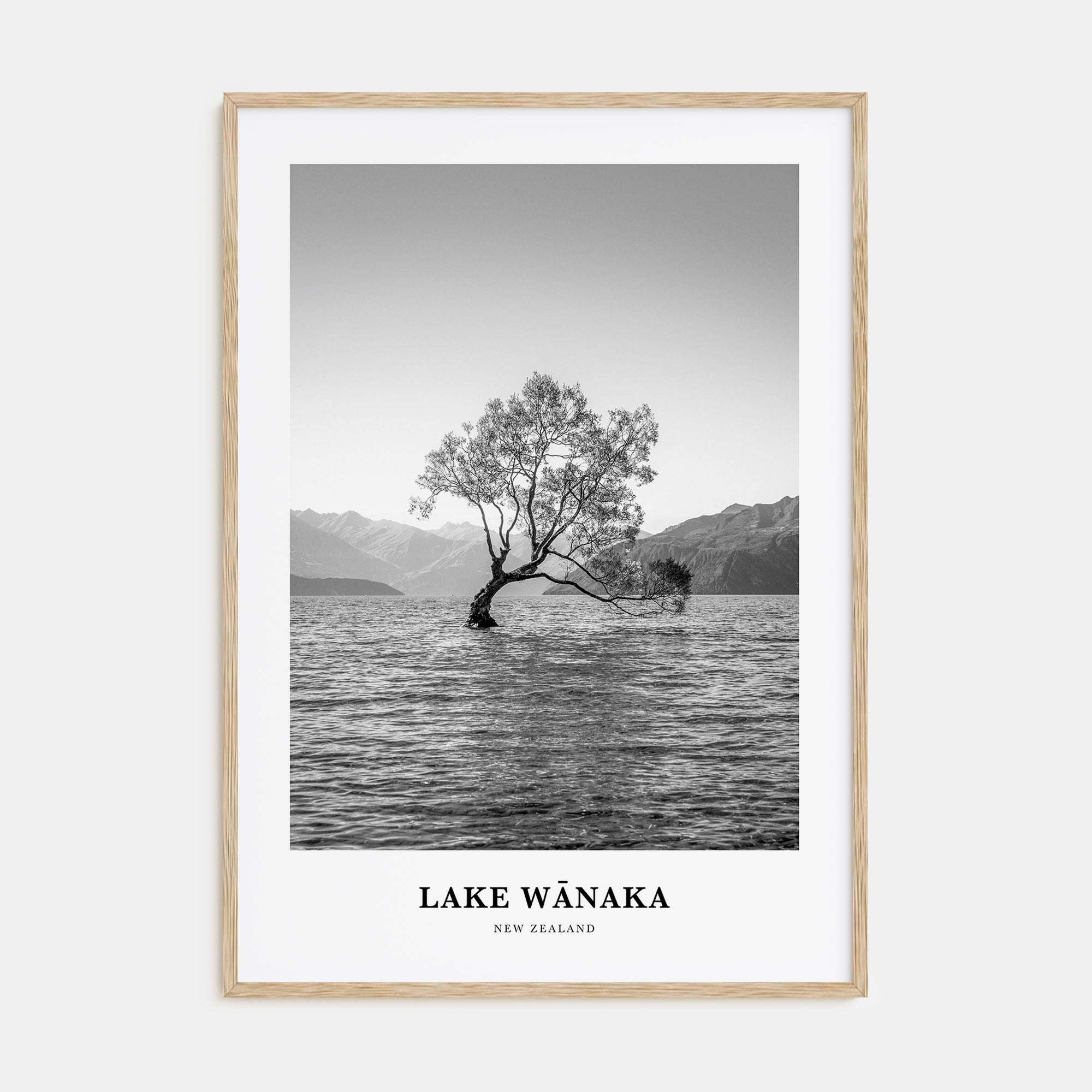 Lake Wānaka Portrait B&W Poster