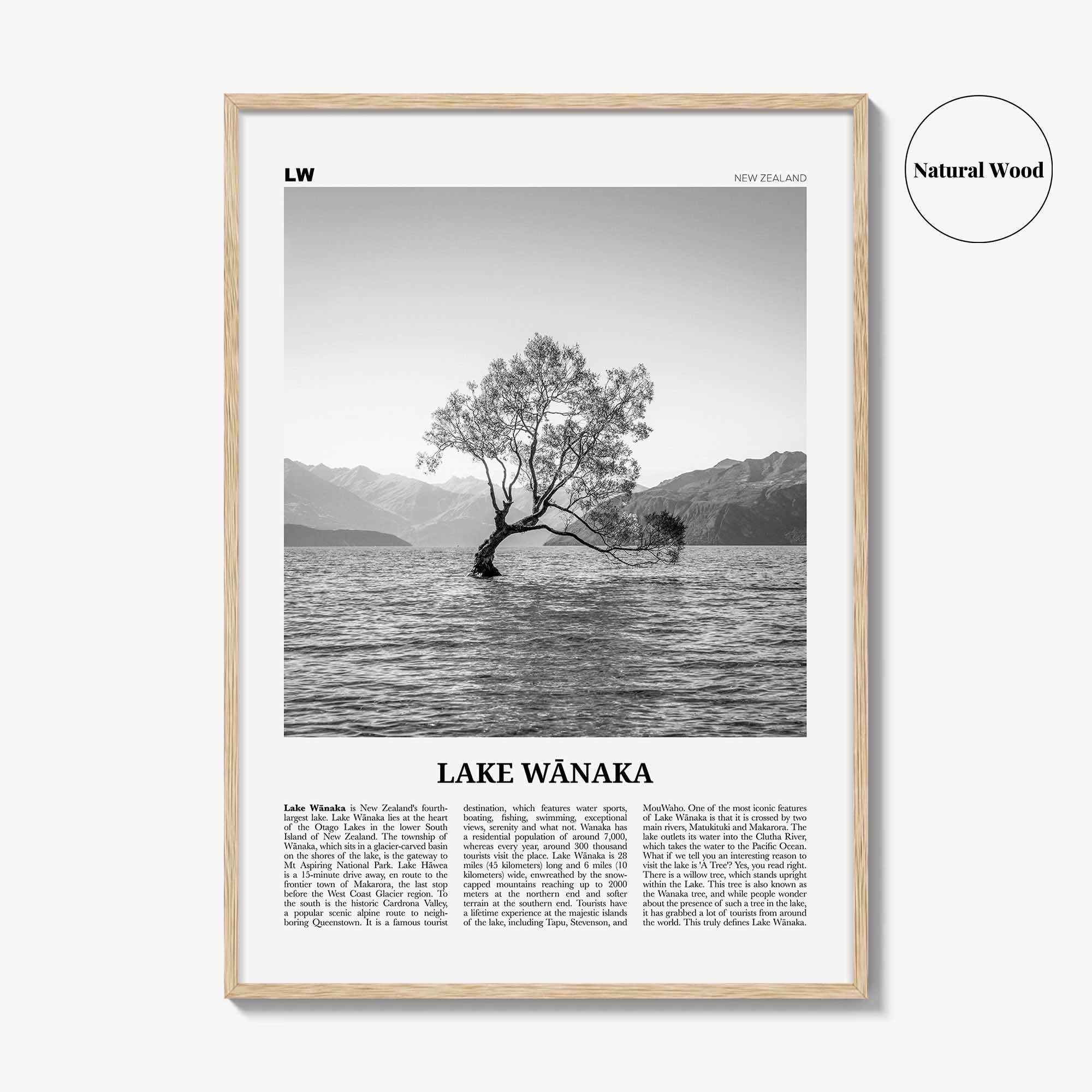 Lake Wanaka Print Black and White, Lake Wānaka Wall Art, Lake Wānaka Poster, Lake Wānaka Photo, Lake Wānaka Wall Décor, New Zealand