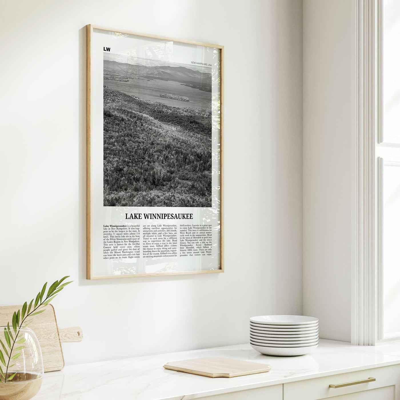 Lake Winnipesaukee Print Black and White, Lake Winnipesaukee Wall Art, Lake Winnipesaukee Poster, Lake Winnipesaukee Photo, New Hampshire