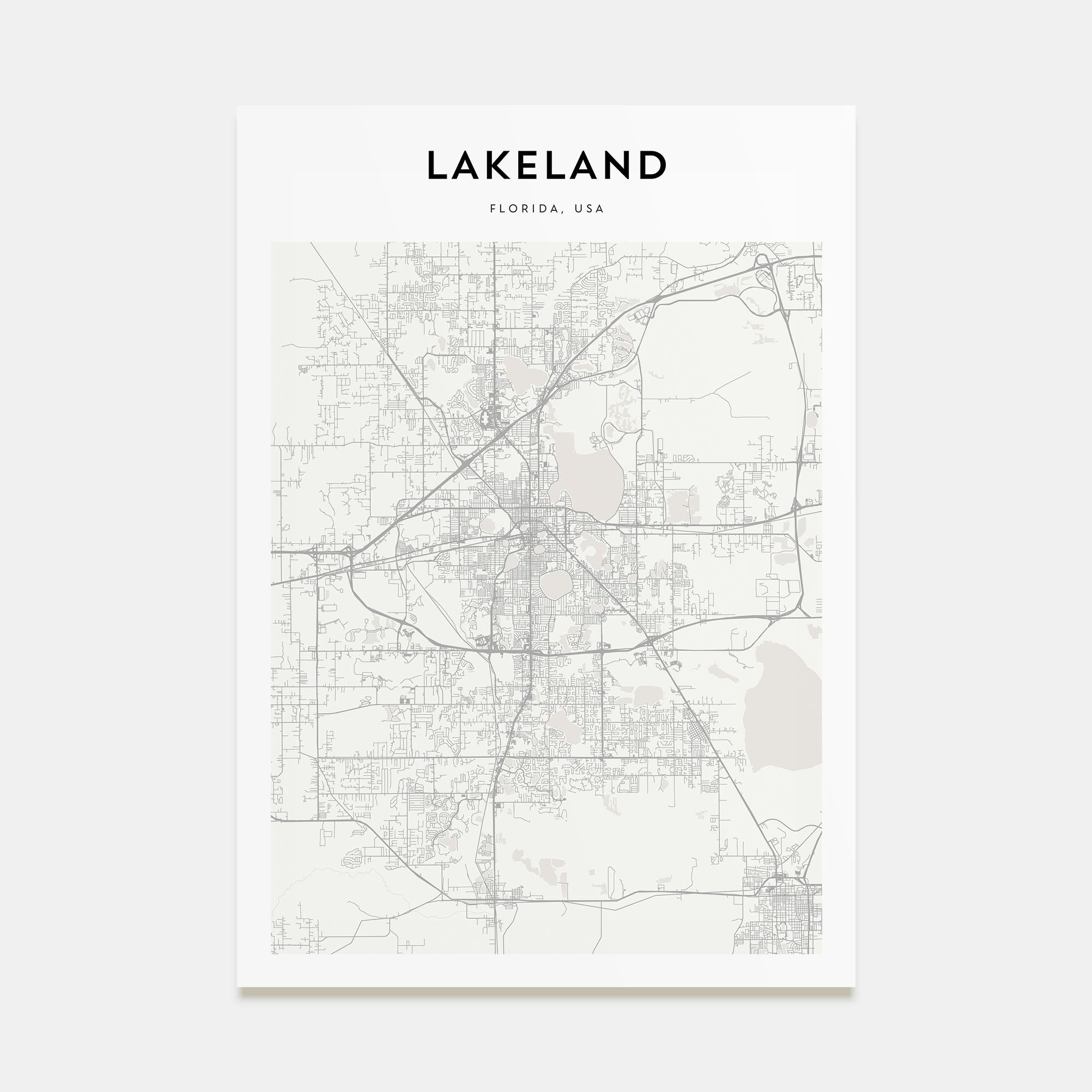 Lakeland Map Portrait Poster