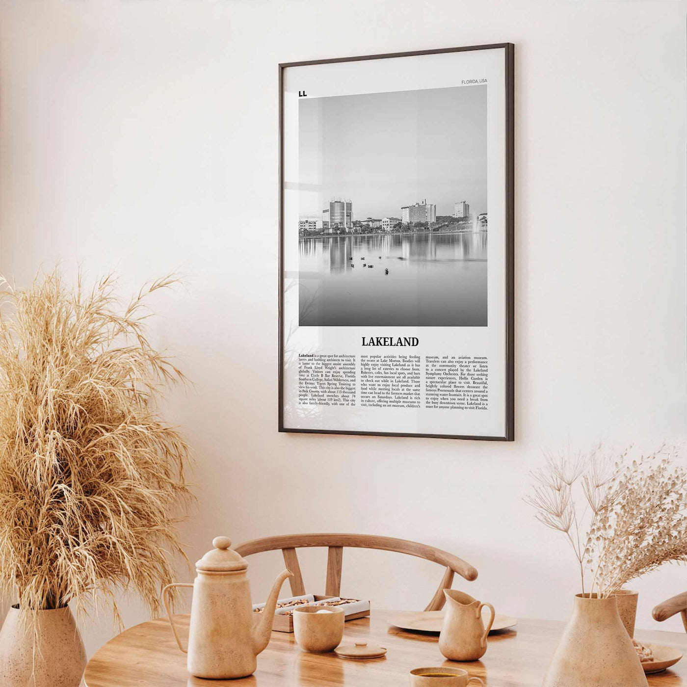 Lakeland Print Black and White, Lakeland Wall Art, Lakeland Poster, Lakeland Photo, Lakeland Wall Décor, Lakeland Map, Florida, USA