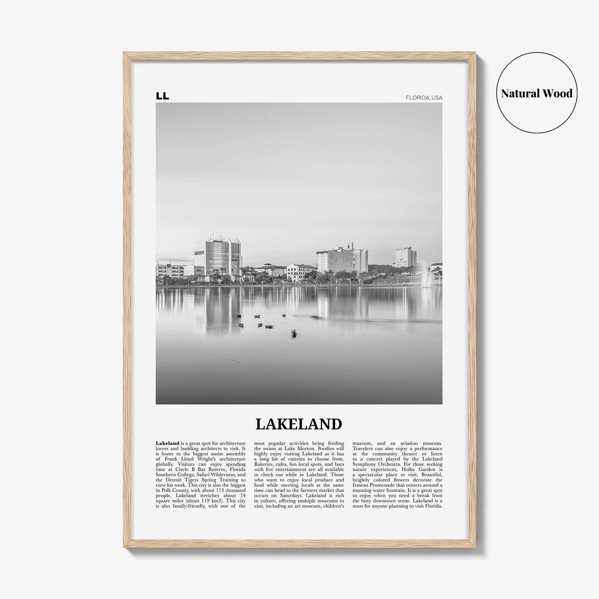 Lakeland Print Black and White, Lakeland Wall Art, Lakeland Poster, Lakeland Photo, Lakeland Wall Décor, Lakeland Map, Florida, USA