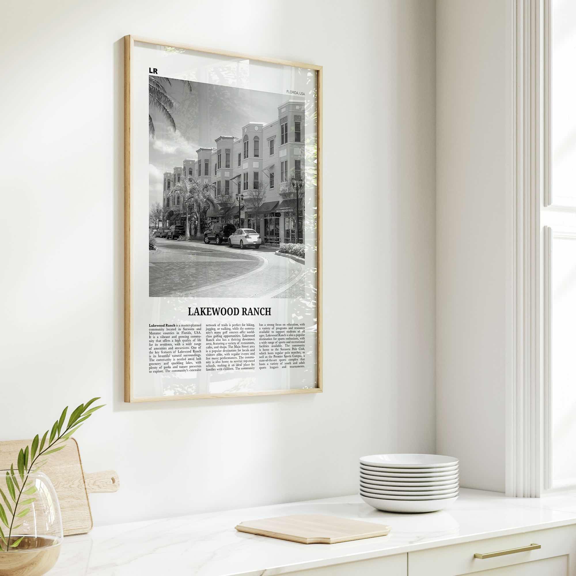 Lakewood Ranch Print Black and White, Lakewood Ranch Wall Art, Lakewood Ranch Poster, Lakewood Photo, Lakewood Wall Décor, Lakewood Map