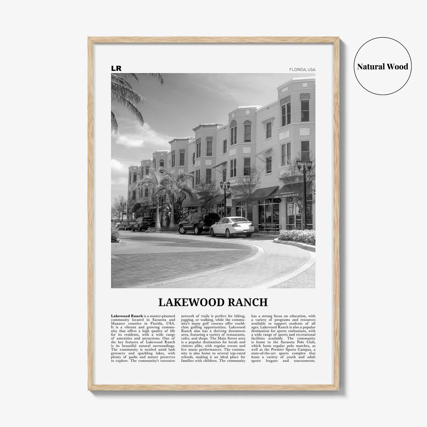 Lakewood Ranch Print Black and White, Lakewood Ranch Wall Art, Lakewood Ranch Poster, Lakewood Photo, Lakewood Wall Décor, Lakewood Map