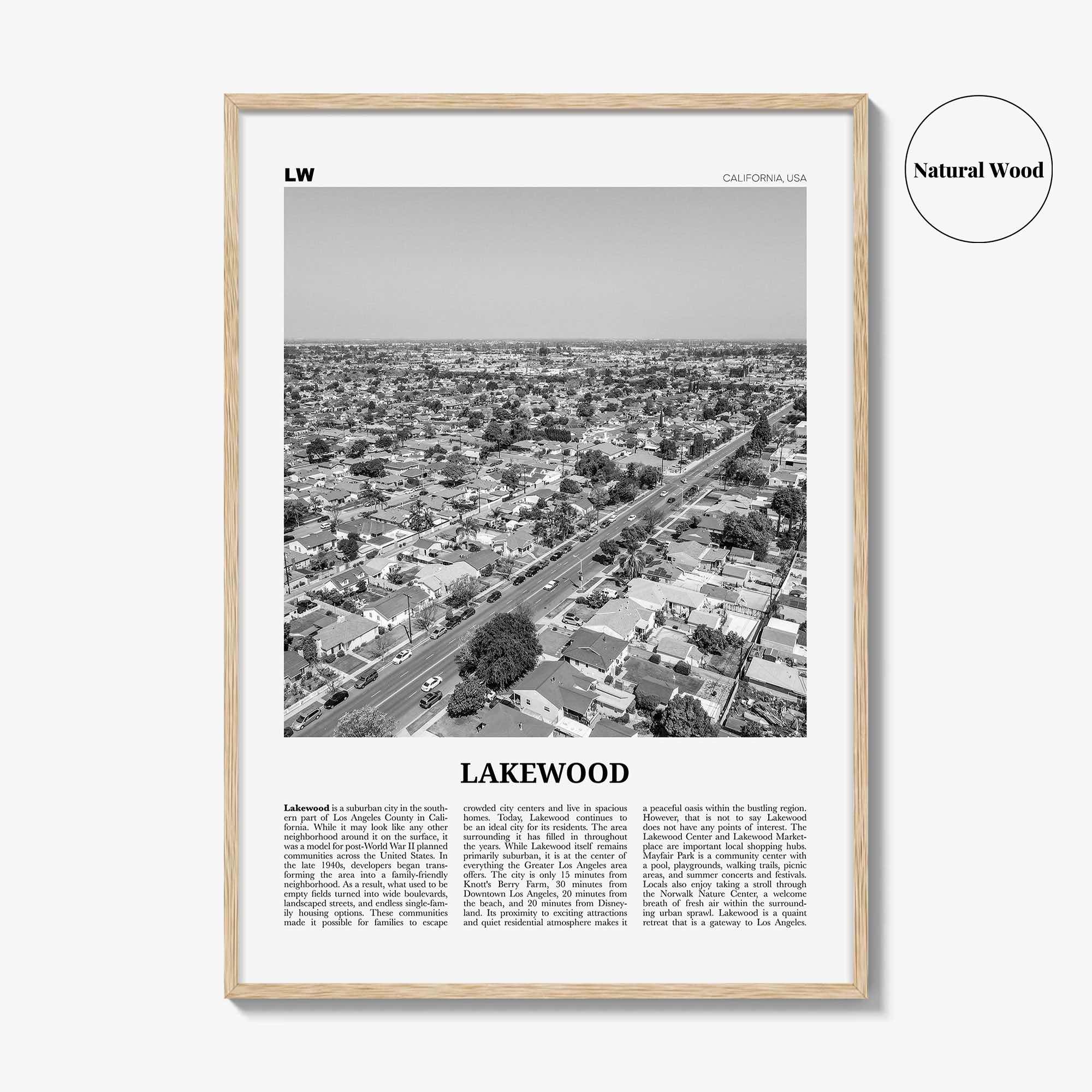 Lakewood Print Black and White, Lakewood Wall Art, Lakewood Poster, Lakewood Photo, Lakewood Map, Lakewood Wall Decor, California, USA