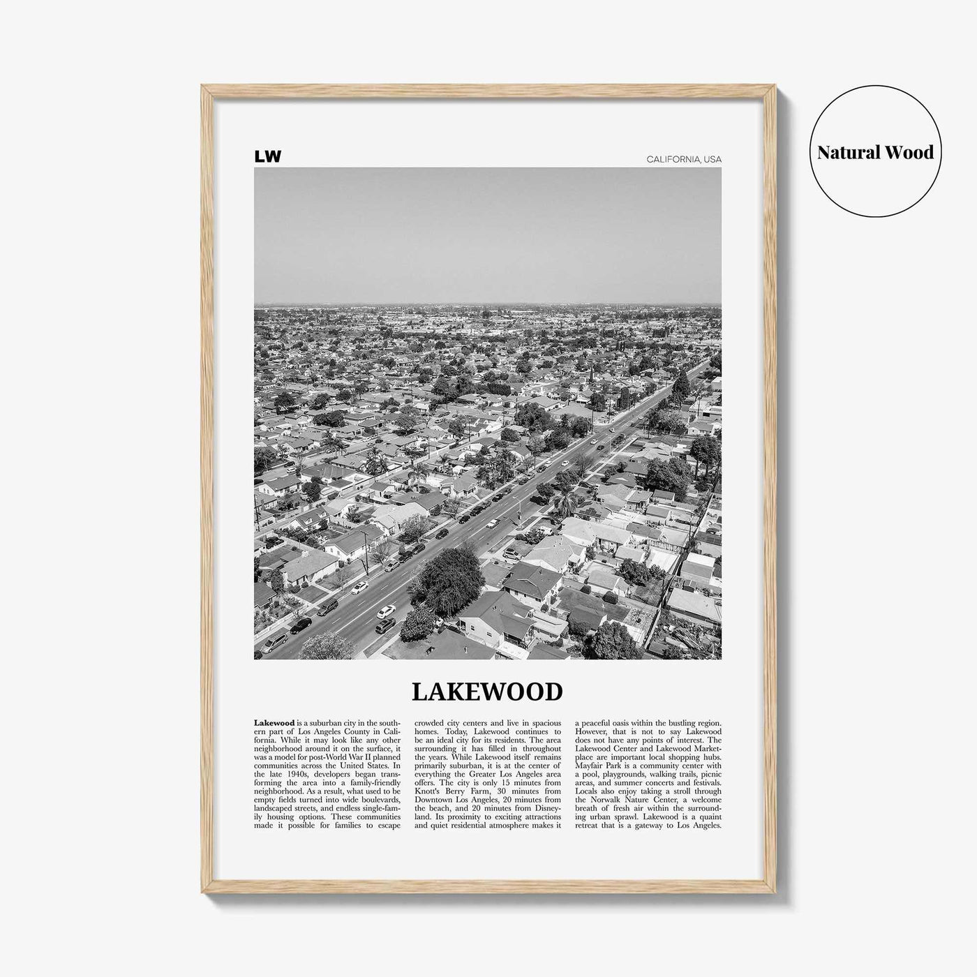 Lakewood Print Black and White, Lakewood Wall Art, Lakewood Poster, Lakewood Photo, Lakewood Map, Lakewood Wall Decor, California, USA