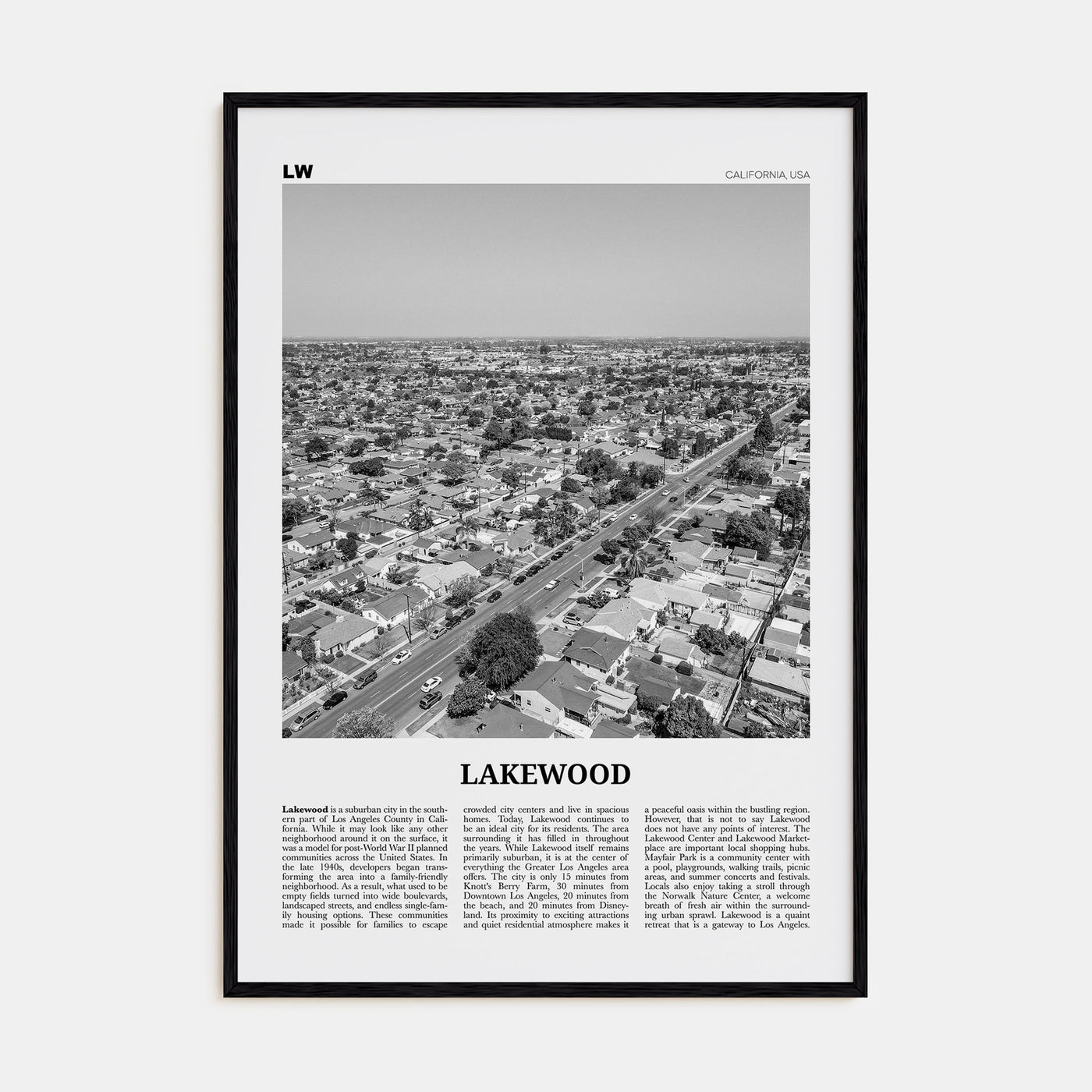 Lakewood Travel B&W Poster