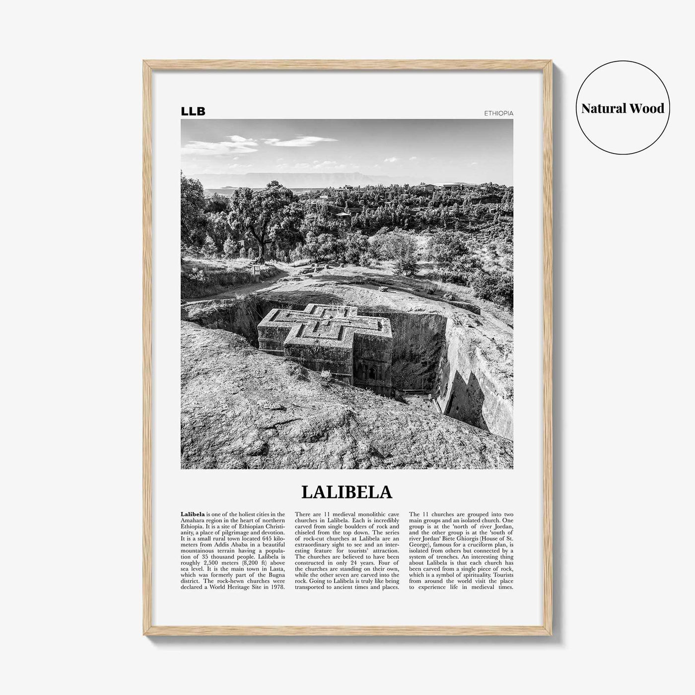 Lalibela Print Black and White, Lalibela Wall Art, Lalibela Poster, Lalibela Photo, Lalibela Wall Décor, Lalibela Map, Ethiopia