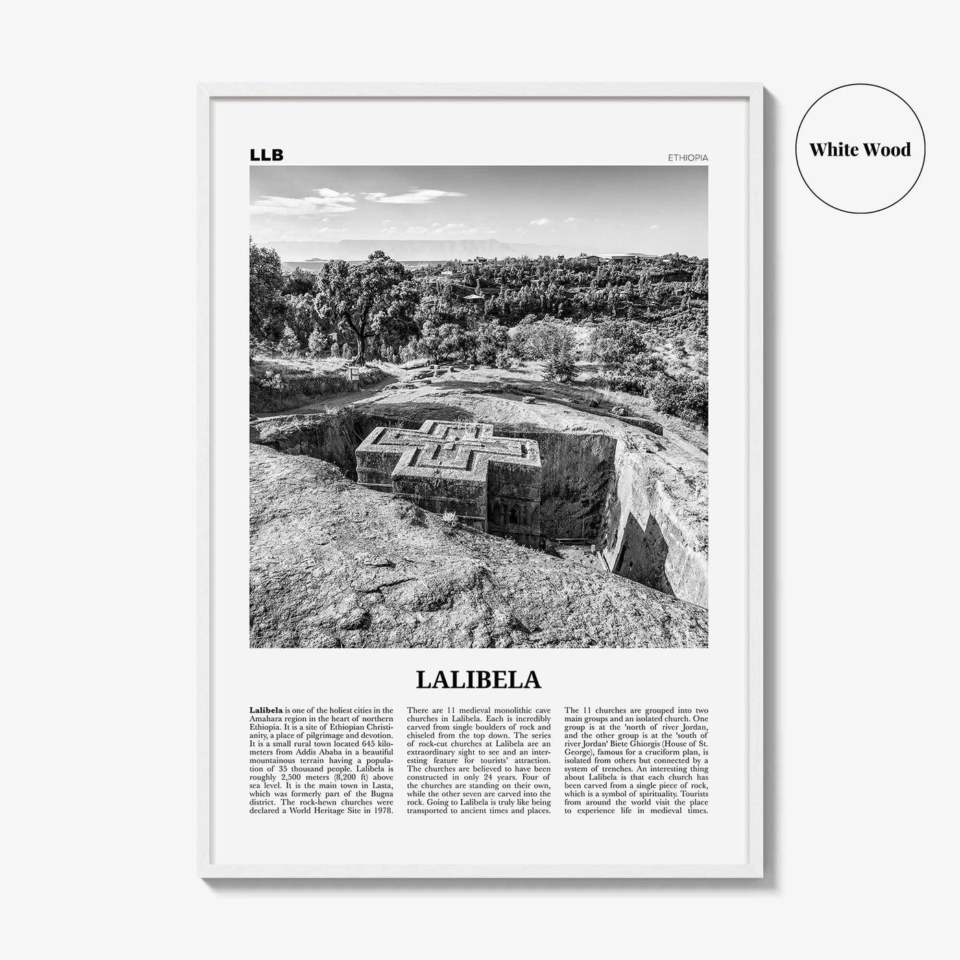 Lalibela Print Black and White, Lalibela Wall Art, Lalibela Poster, Lalibela Photo, Lalibela Wall Décor, Lalibela Map, Ethiopia