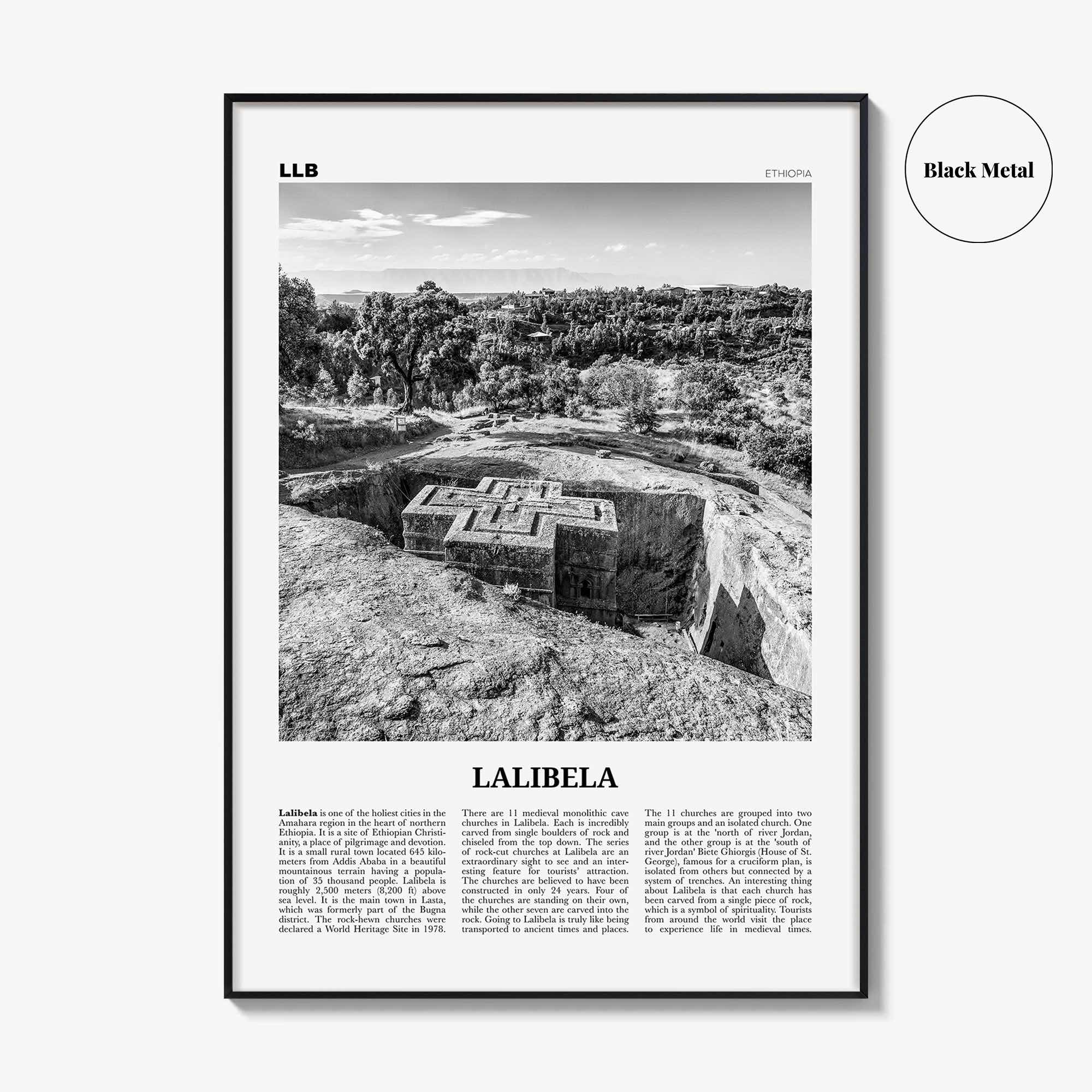 Lalibela Print Black and White, Lalibela Wall Art, Lalibela Poster, Lalibela Photo, Lalibela Wall Décor, Lalibela Map, Ethiopia