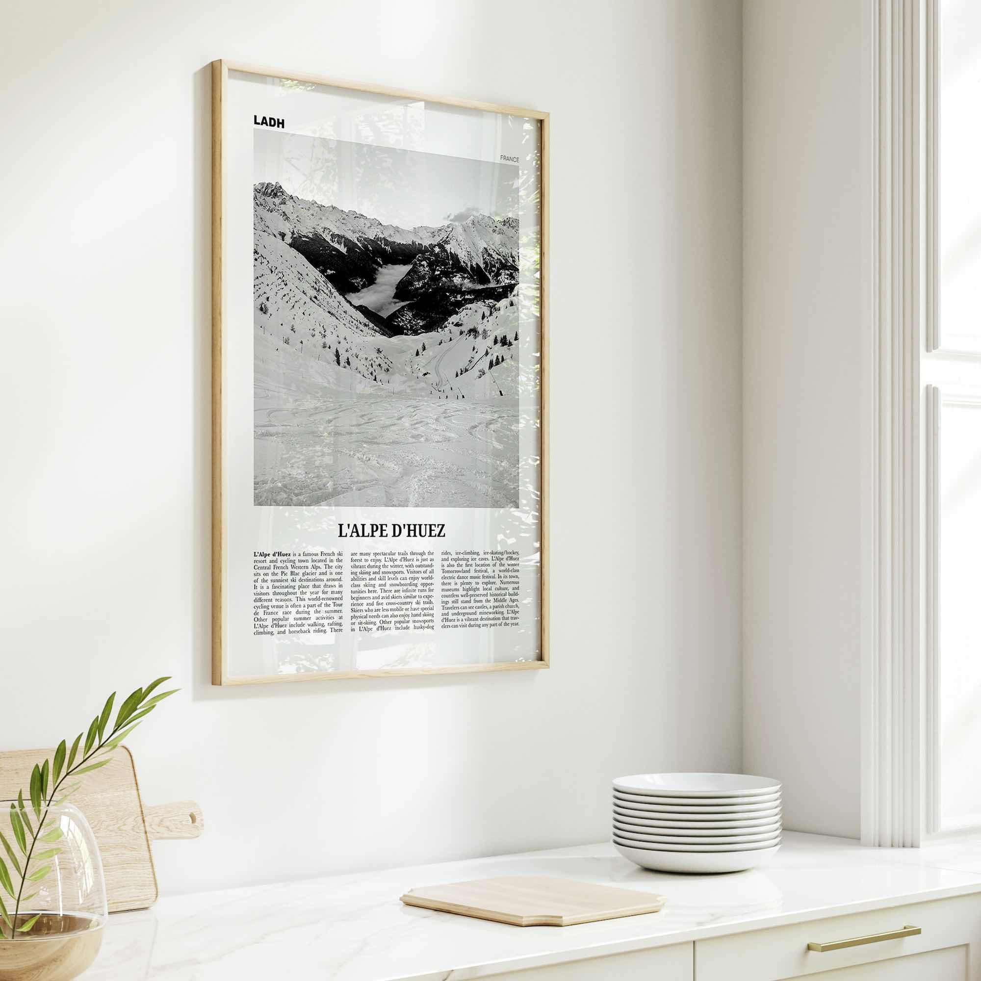 L'Alpe d'Huez Print Black and White, Alpe d’Huez Wall Art, Alpe d’Huez Poster, Alpe d’Huez Photo, Alpe d’Huez Décor, L'Alpe d'Huez, France