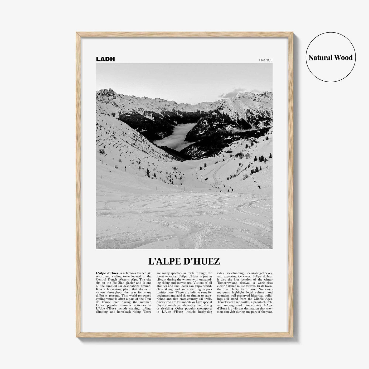 L'Alpe d'Huez Print Black and White, Alpe d’Huez Wall Art, Alpe d’Huez Poster, Alpe d’Huez Photo, Alpe d’Huez Décor, L'Alpe d'Huez, France