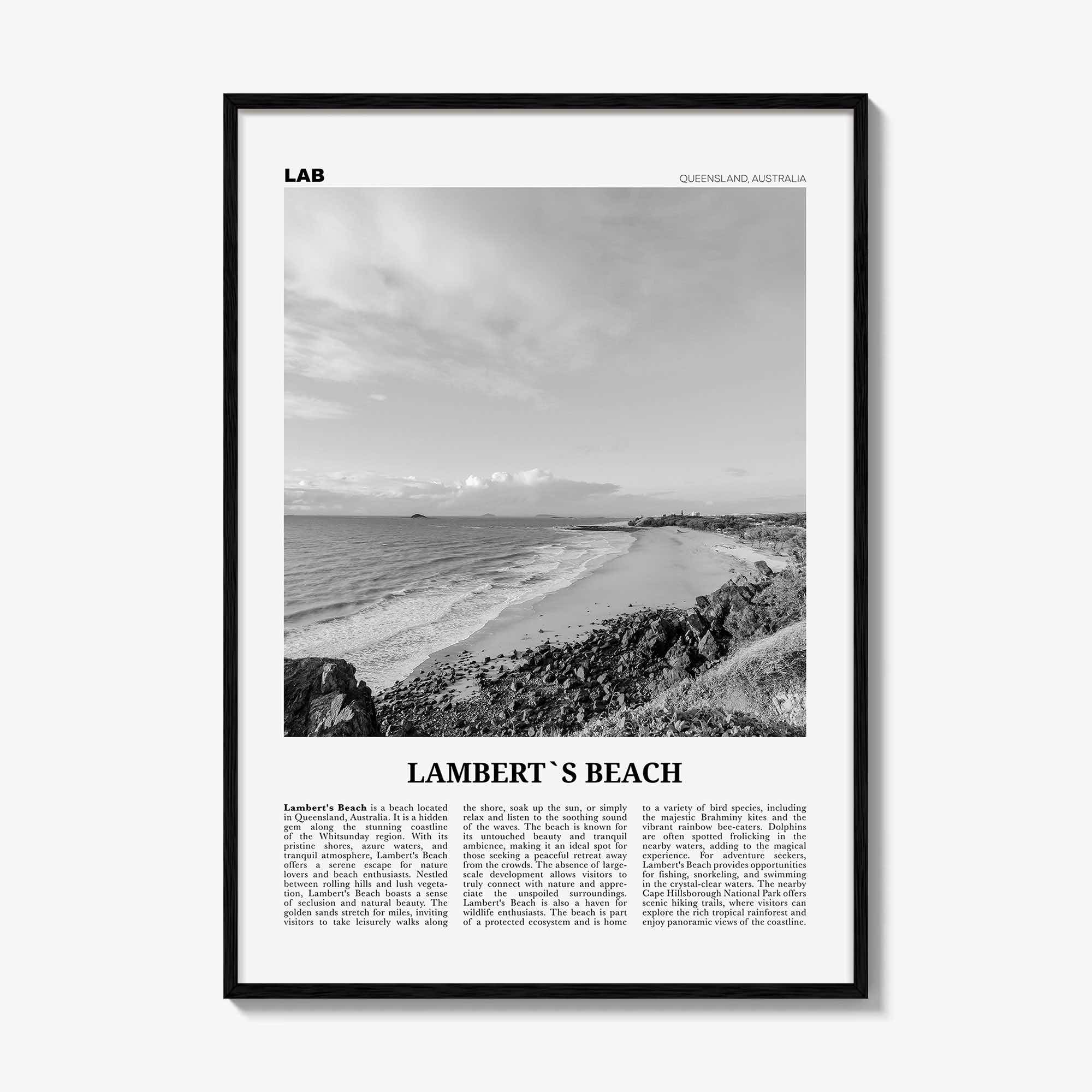 Lamberts Beach Print Black and White, Lamberts Beach Wall Art, Lamberts Beach Poster, Lamberts Beach Photo, Décor, Lamberts Beach Map