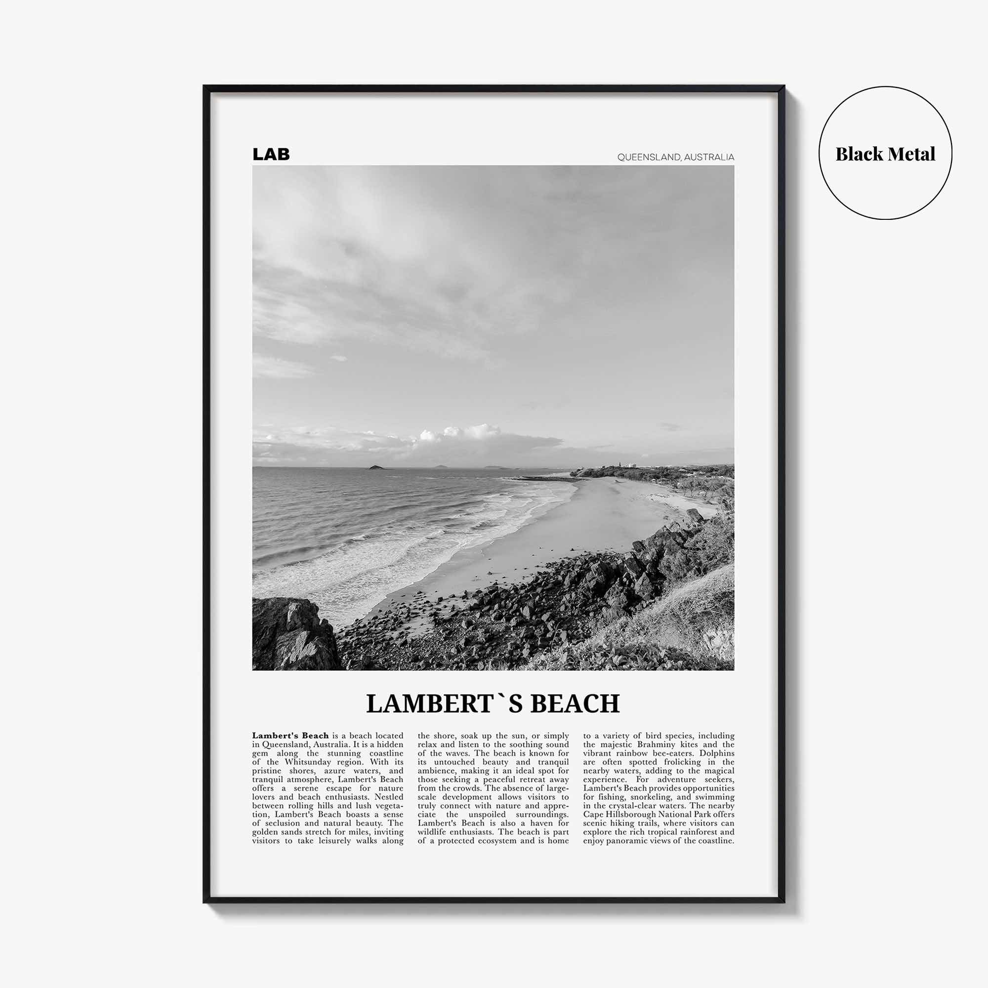 Lamberts Beach Print Black and White, Lamberts Beach Wall Art, Lamberts Beach Poster, Lamberts Beach Photo, Décor, Lamberts Beach Map