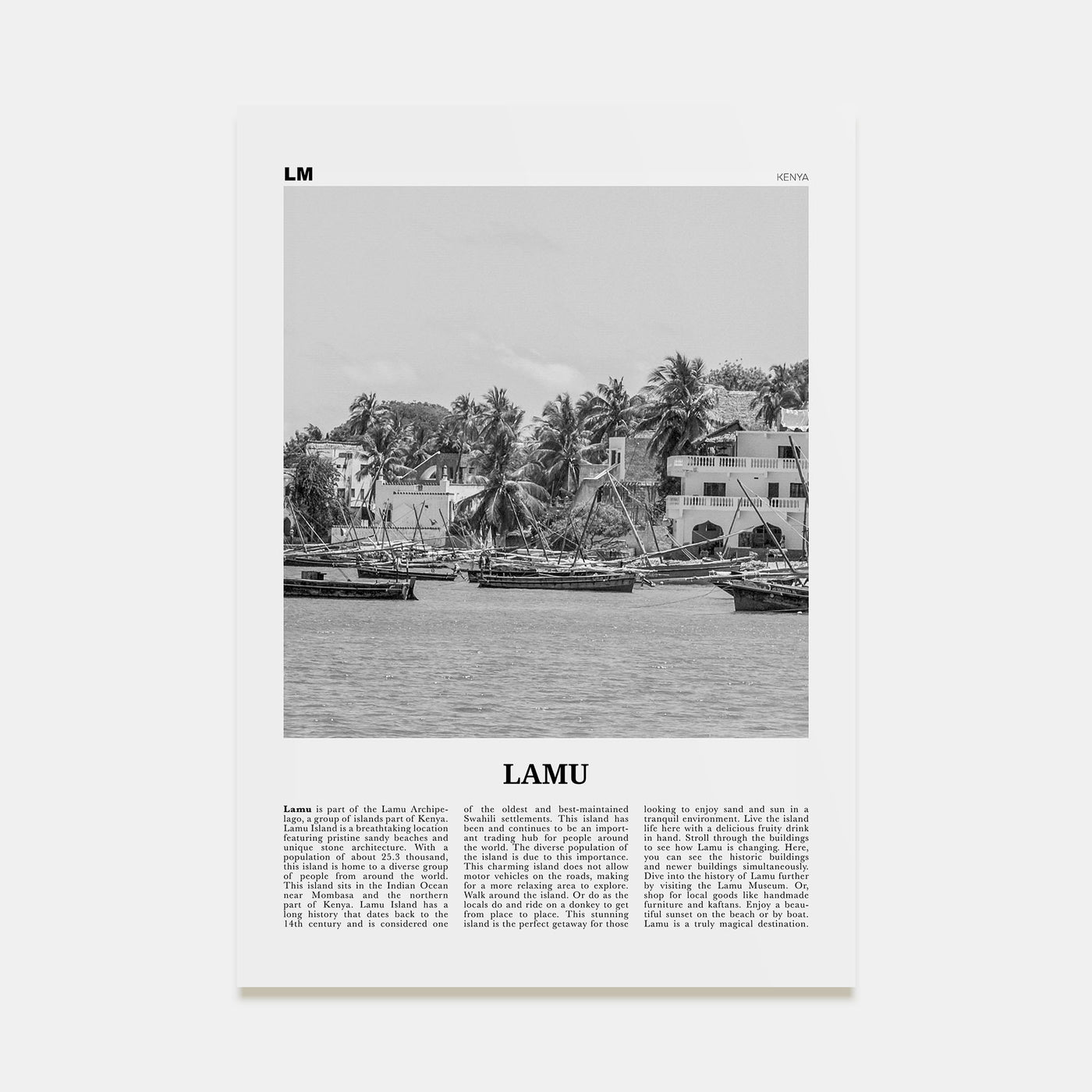 Lamu Travel B&W Poster