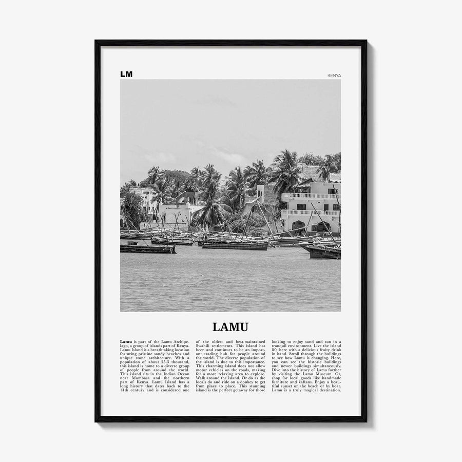 Lamu Print Black and White, Lamu Wall Art, Lamu Poster, Lamu Photo, Lamu Wall Décor, Lamu Map, Kenya