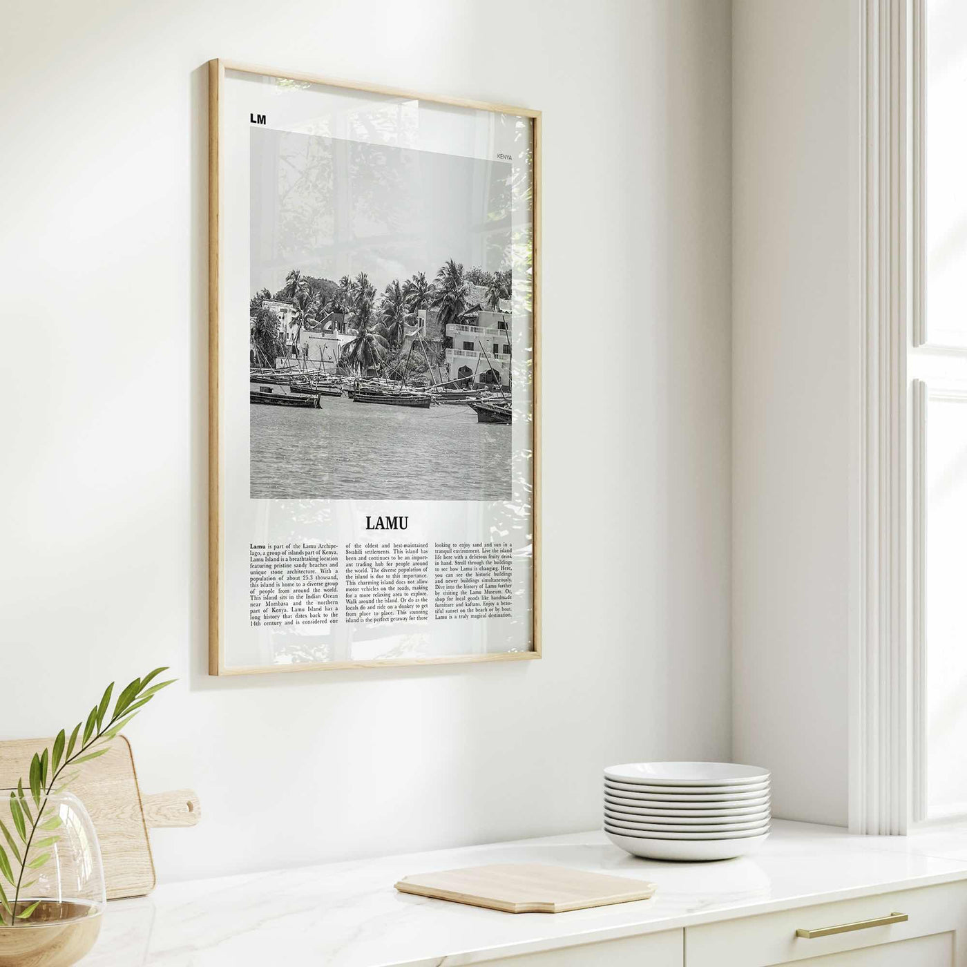 Lamu Print Black and White, Lamu Wall Art, Lamu Poster, Lamu Photo, Lamu Wall Décor, Lamu Map, Kenya