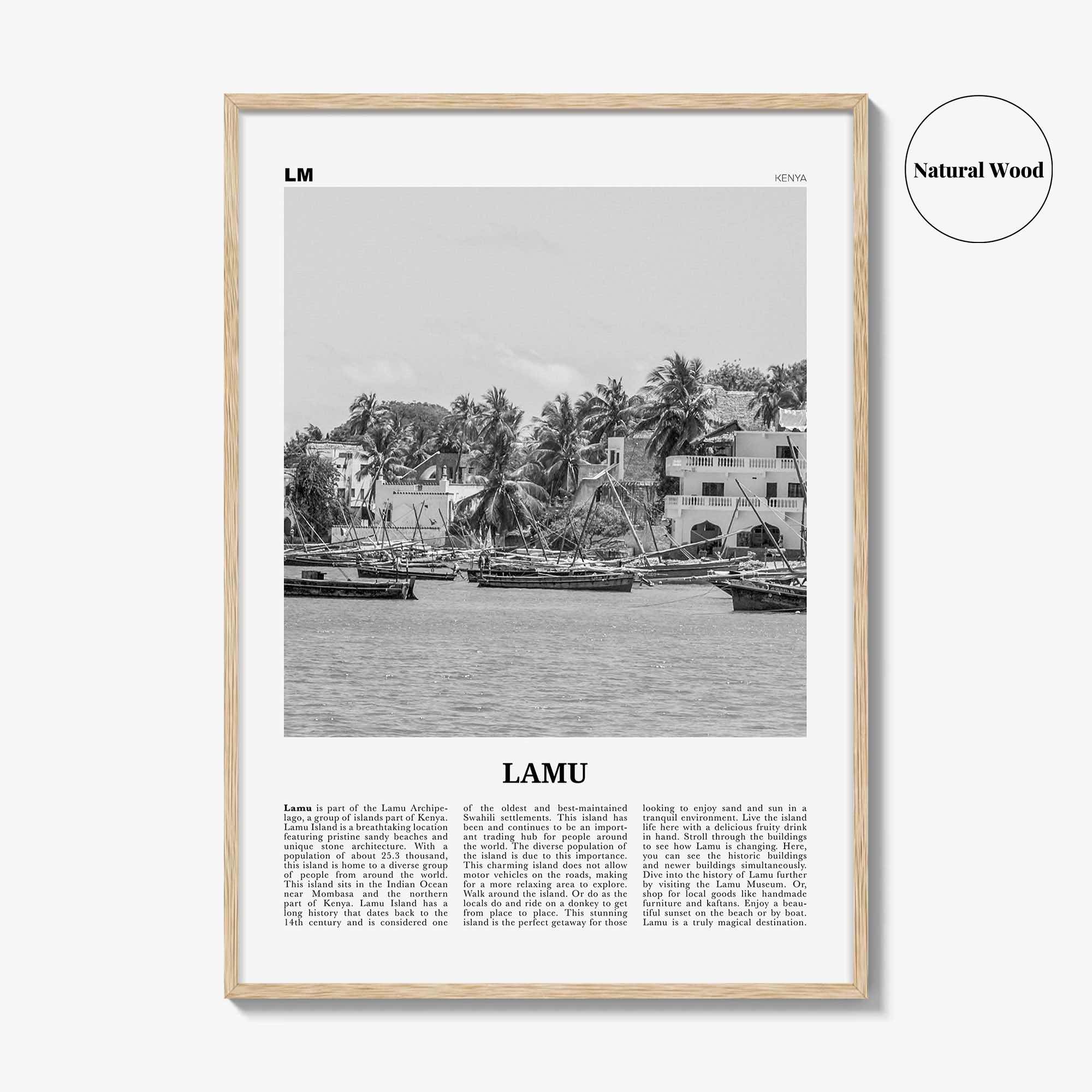 Lamu Print Black and White, Lamu Wall Art, Lamu Poster, Lamu Photo, Lamu Wall Décor, Lamu Map, Kenya