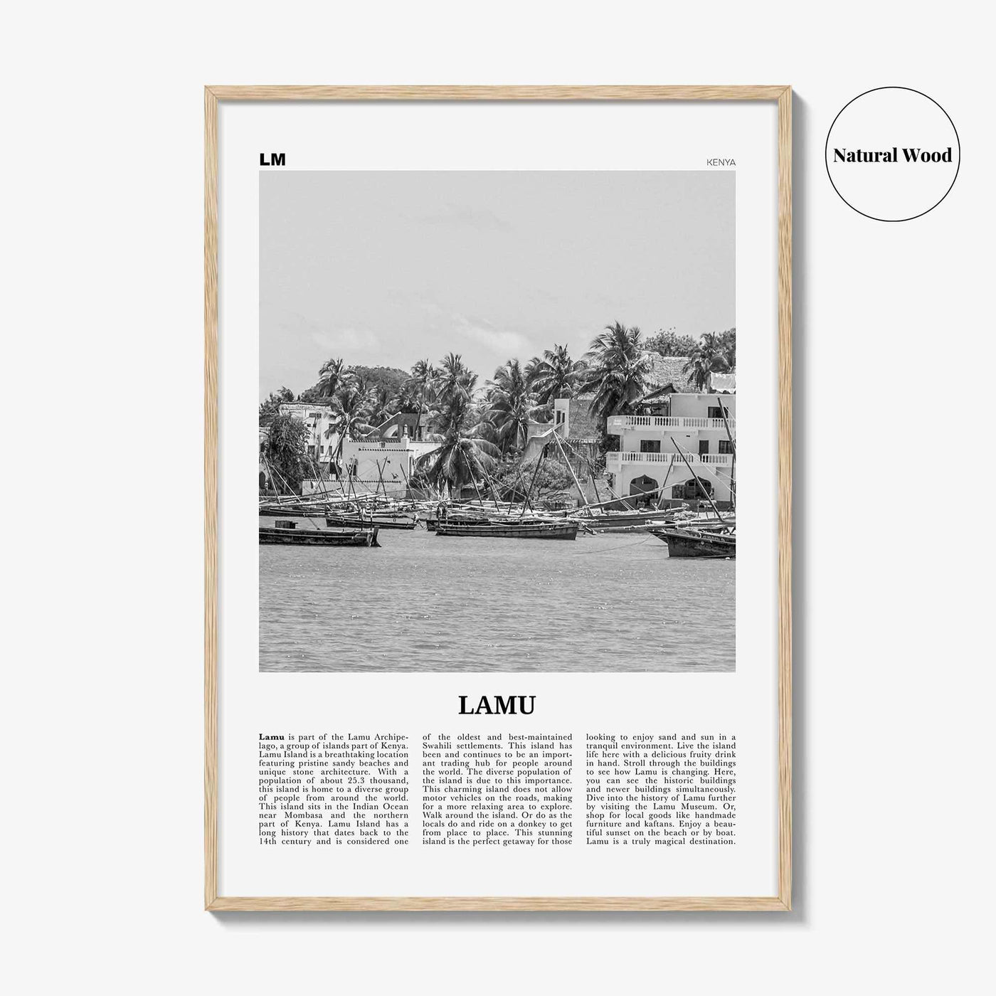 Lamu Print Black and White, Lamu Wall Art, Lamu Poster, Lamu Photo, Lamu Wall Décor, Lamu Map, Kenya