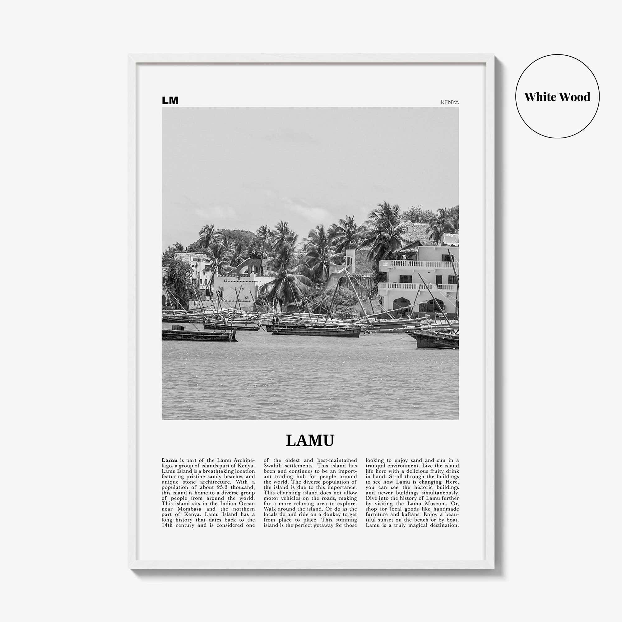 Lamu Print Black and White, Lamu Wall Art, Lamu Poster, Lamu Photo, Lamu Wall Décor, Lamu Map, Kenya
