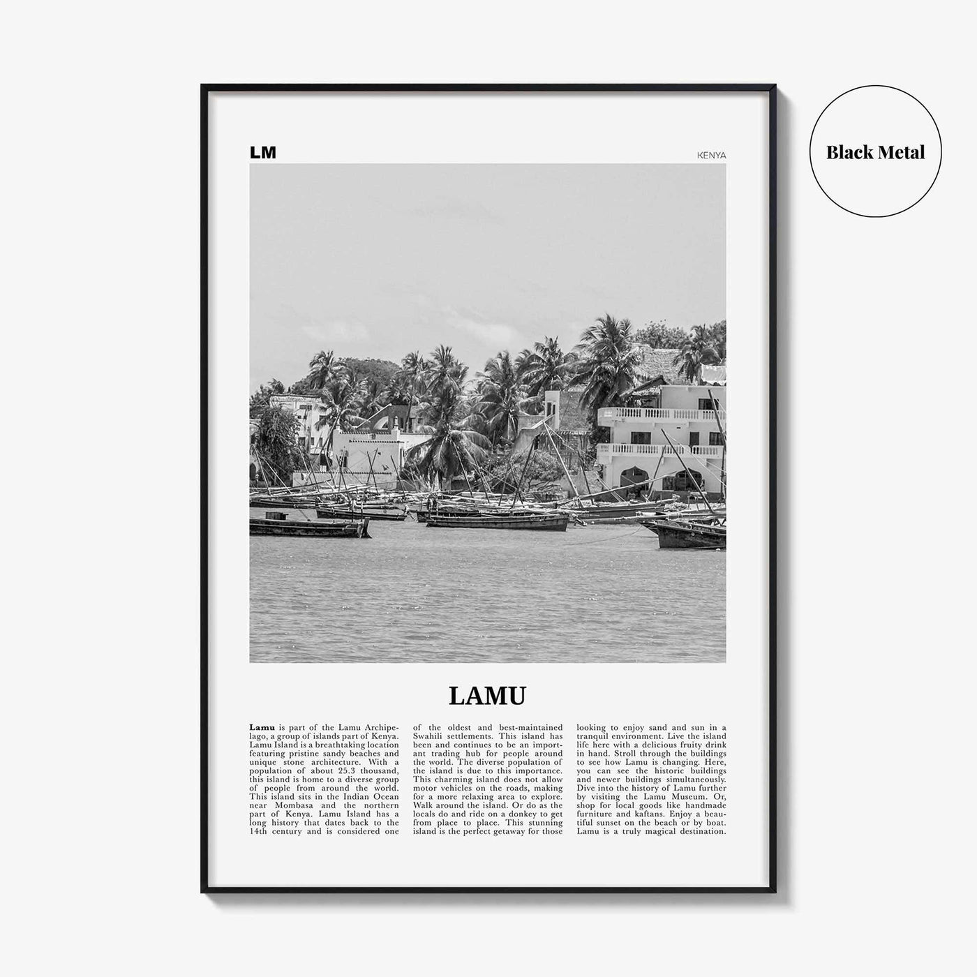Lamu Print Black and White, Lamu Wall Art, Lamu Poster, Lamu Photo, Lamu Wall Décor, Lamu Map, Kenya