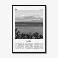 Lanai Print Black and White, Lanai Wall Art, Lanai Poster, Lanai Photo, Lanai Wall Décor, Lanai Map, Hawaii, USA