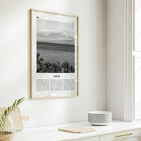 Lanai Print Black and White, Lanai Wall Art, Lanai Poster, Lanai Photo, Lanai Wall Décor, Lanai Map, Hawaii, USA