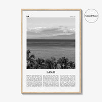 Lanai Print Black and White, Lanai Wall Art, Lanai Poster, Lanai Photo, Lanai Wall Décor, Lanai Map, Hawaii, USA