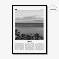 Lanai Print Black and White, Lanai Wall Art, Lanai Poster, Lanai Photo, Lanai Wall Décor, Lanai Map, Hawaii, USA