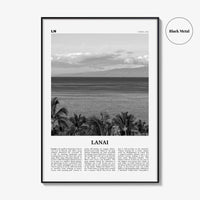 Lanai Print Black and White, Lanai Wall Art, Lanai Poster, Lanai Photo, Lanai Wall Décor, Lanai Map, Hawaii, USA