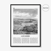 Lancashire Print Black and White, Lancashire Wall Art, Lancashire Poster, Lancashire Photo, Lancashire Map, England, UK, United Kingdom
