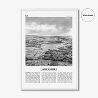 Lancashire Print Black and White, Lancashire Wall Art, Lancashire Poster, Lancashire Photo, Lancashire Map, England, UK, United Kingdom