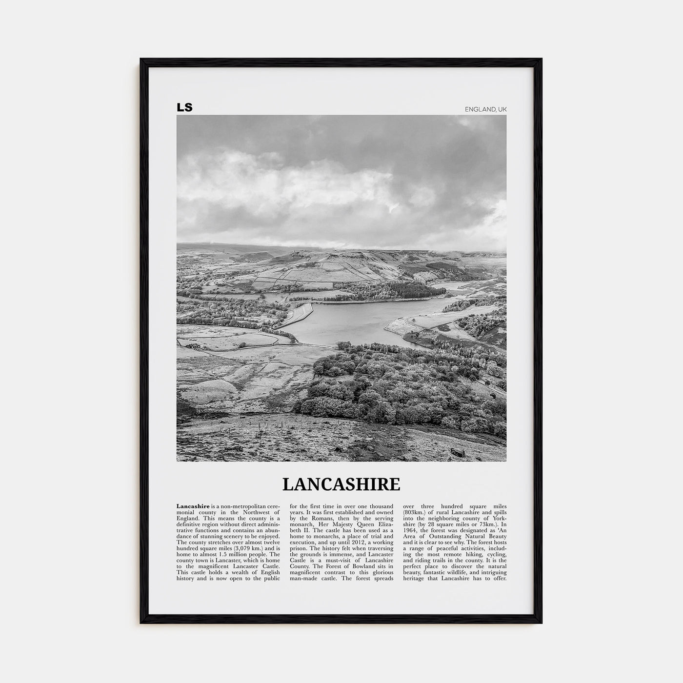 Lancashire Travel B&W Poster