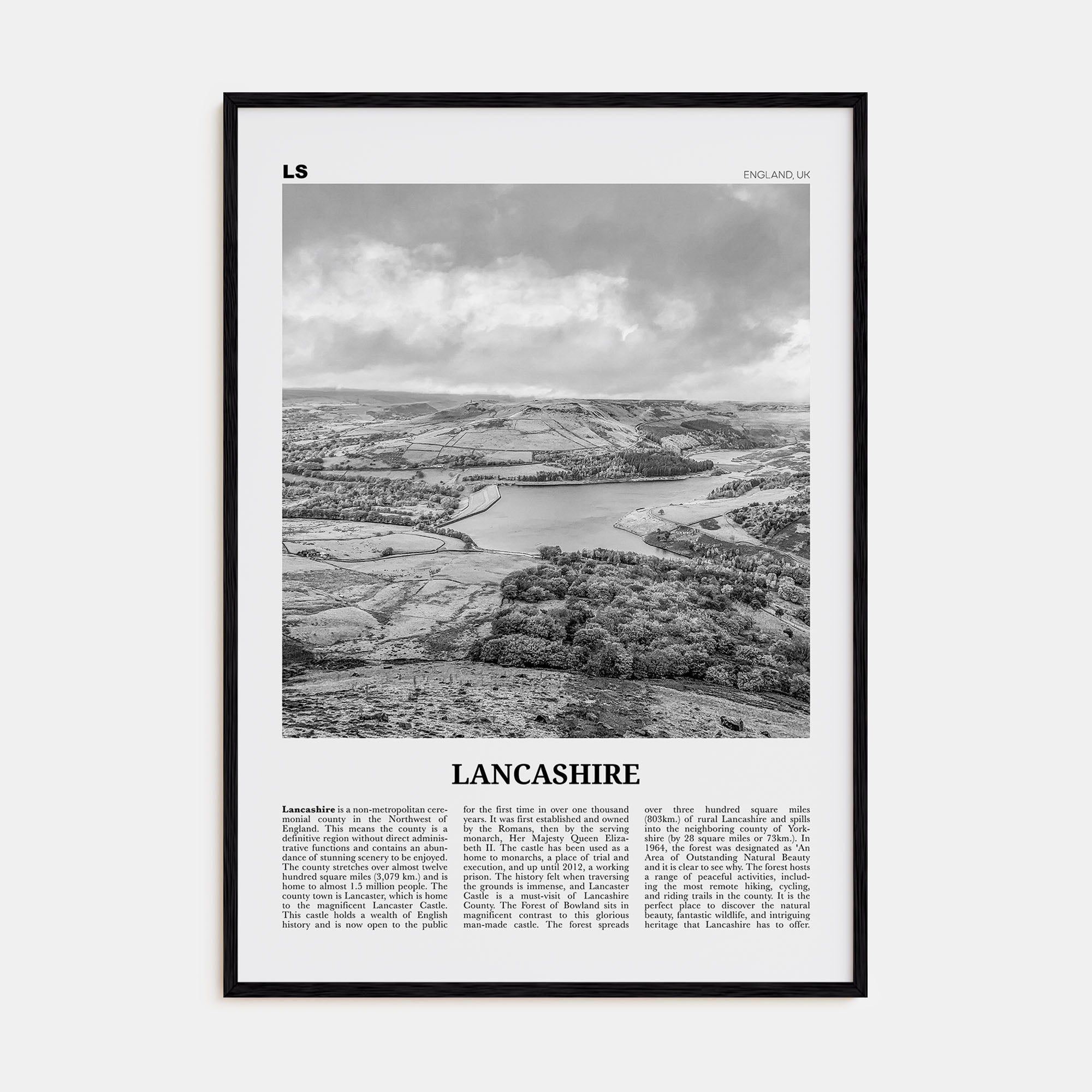 Lancashire Travel B&W Poster