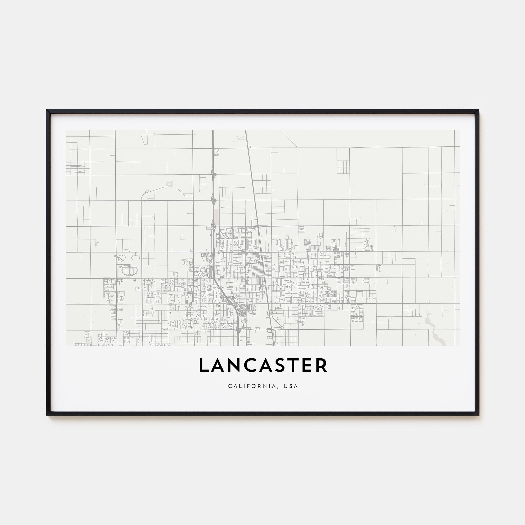 Lancaster, California Map Landscape Poster